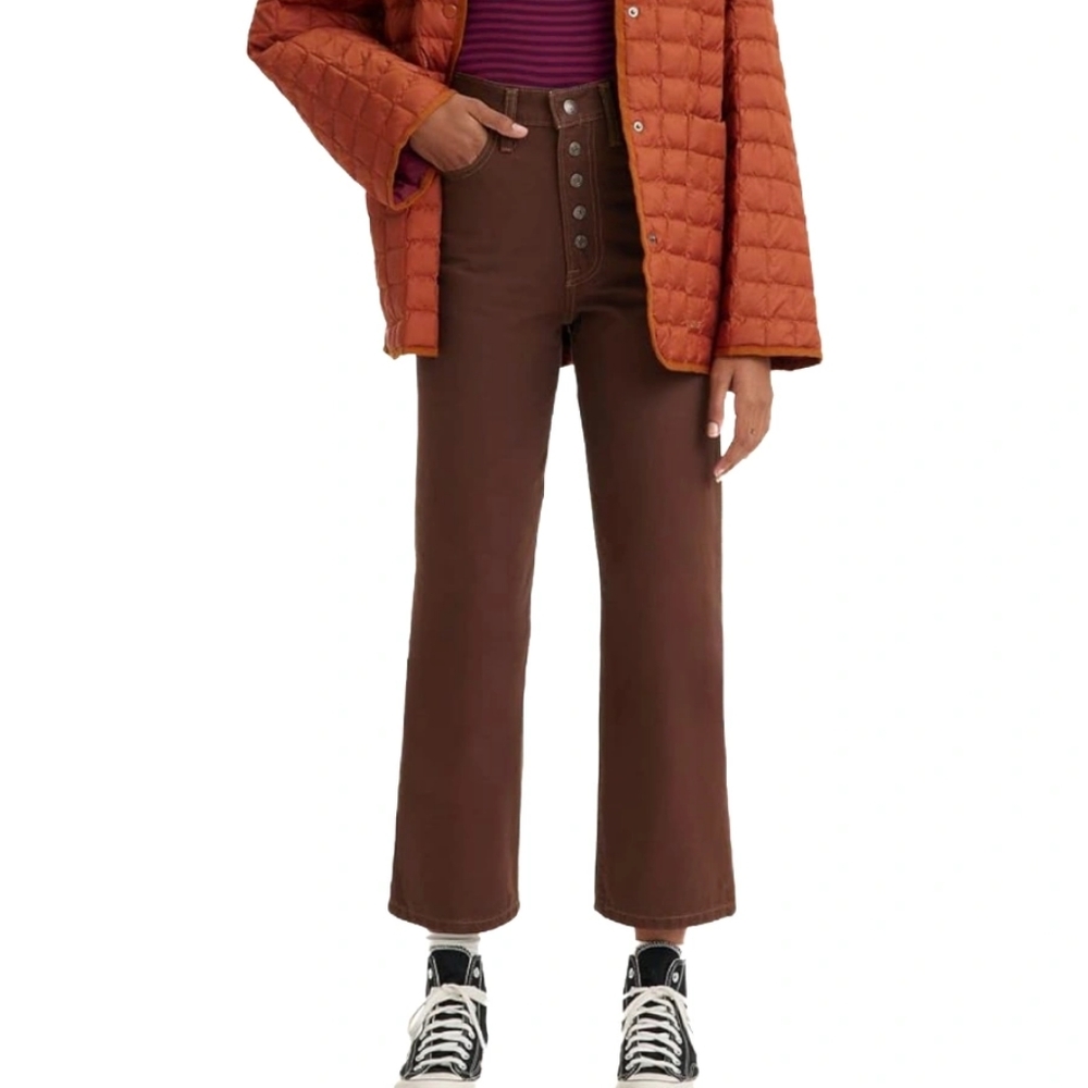 Levi's Brown Wide Leg Button-Fly Jeans